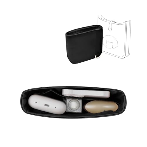 Image of Fits for Evelyne Bag Insert Organizer For Hermes(40,Black) | Premium Silk Material,Smooth Touch,Lightweight,zipper,protect from scratches & stains,multiple pockets,keychain,waterproof