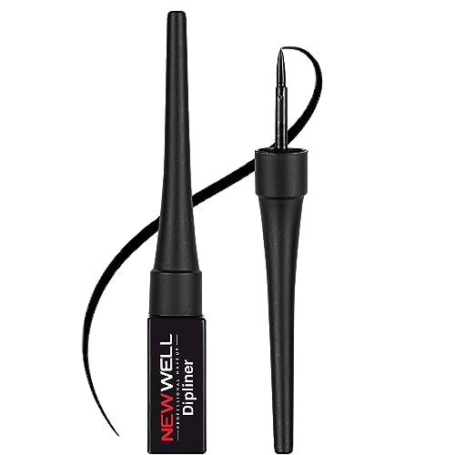 NEW WELL Dipliner Eyeliner in Schwarz, Wasserfest und Langhaltend, Dünner und Präziser Stift, ohne Tierversuche