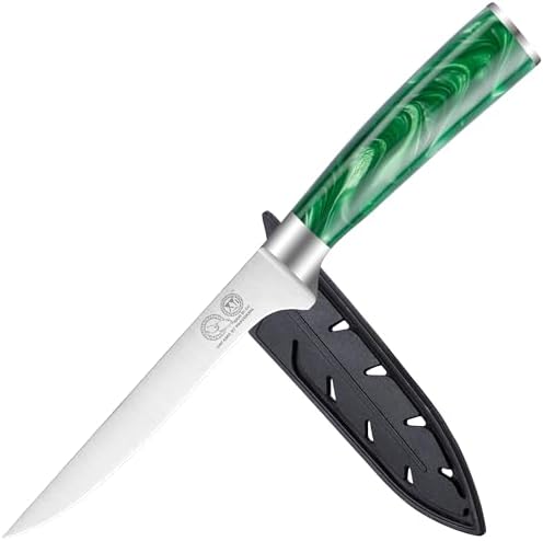 XYJ 6 Inch Boning Knife, Stainless Steel Professional Kitchen Knife With Cover, Ultra Sharp Blade, Japanese Fish Filleting Knife, Ergonomic Handle, Outdoor Camping