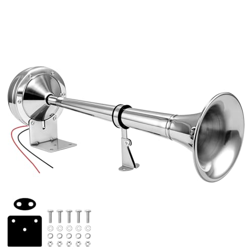 FARBIN 12V Marine Horn Single Trumpet Stainless Steel Horn Waterproof Horns