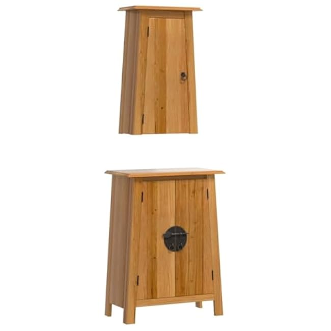 SKM Bathroom Furniture Set Natural Pine Solid Pine Wood Standard,Brown (Weight 47.84KG)