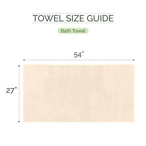 Image of Elegant Comfort 100% Turkish Cotton 4 Lines Viscose Stripe Luxury 2 Pack Bath Towel Set 27 x 54 Inch - Super Soft and Highly Absorbent Premium Hotel Spa Quality Towels for Bathroom Use, Ivory