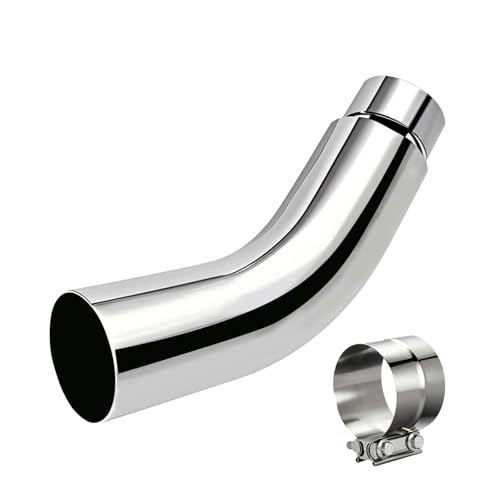 Floshine Diesel Exhaust Elbow Tip with Clamp Side Exit Exhaust Tip chromed Turndown Exhaust Tip 5 inlet / 8 outlet