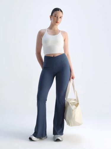 Image of CAVA Extra Tall Hourglass Flared Leggings for Women | V Waistband, Anti Camel Toe Design, Extra Tall Fit, Flared Bottoms, Deep Pockets, Sculpting Stretch Fabric