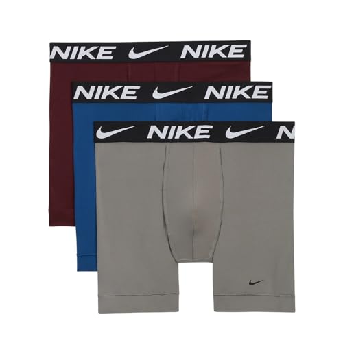 Nike Men's Dri-Fit Essential Micro Boxer Brief, 3pk, Dark Stucco/Court Blue/Dk Team Red, XL