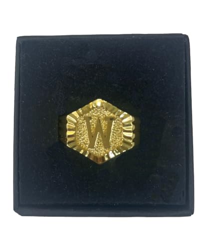 Image of 18k gold plated brass Hexagon shape initial ring already sized ring