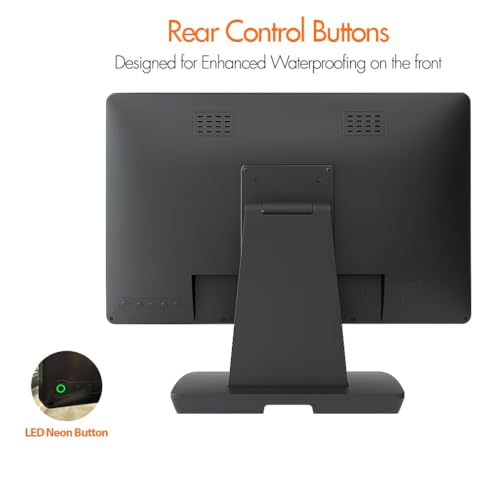 Image of 19 Inch 16:10 Touchscreen POS Monitor, LED Backlit 10 Points Multi-Touch HDMI VGA, 1440 x 900, True Flat Seamless Water & Dust Proof Front Screen, for Office, Retail, Restaurant, Bar, Gym, Warehouse
