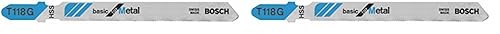 BOSCH T118G 5 piezas 3-58 pulgadas 36 TPI Basic para hojas de sierra caladora de metal con vástago en T (paquete de 2)