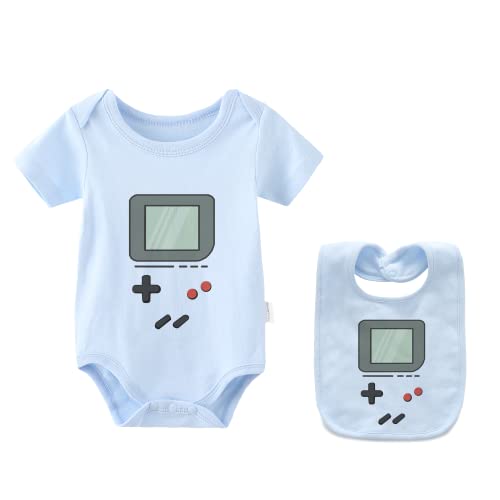 Culbutomind Peleles Gemelos para Bebé, Divertido Body de Manga Corta Regalo para Nacimiento, Niños y Niñas, Ropa de Bebé con Babero, Azul, 3-6 Meses