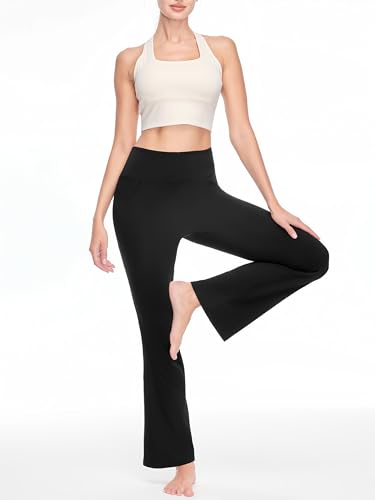 Women's Flare Yoga Pants High Waisted Bootcut Yoga Leggings Tummy Control Gym Workout Active Pants with Pockets2