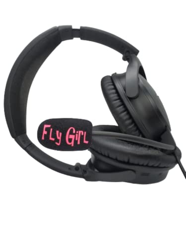 Fly Girl Hot Pink Custom Aviation Mic Muff miniatura 1