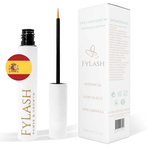 FYLASH Serum Pestañas Crecimiento XXL Sin Prostaglandinas | 5 ML |Tratamiento de 4 Meses para Fortalecer Cejas y Pestañas de Forma Natural | Sin Parabenos | Suero de Pestañas con medidor, Guías