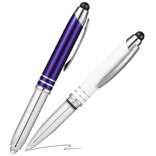 CALLARON 2 Bolígrafos Ópticos para Pantalla Táctil Luz LED y Clip Metálico, Diseño Práctico para Estudio y Escritura Suave en Tablet y Teléfono