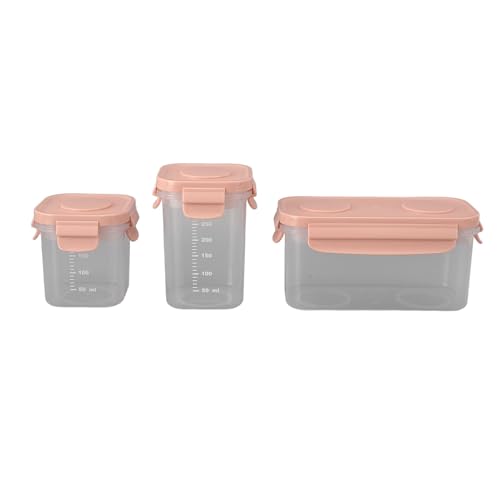 LMHHMIN 3 tarros de almacenamiento de alimentos para bebés con báscula, paquete de hielo extraíble, apilables, de grado alimenticio, recipientes de alimentos para bebés para purés (Rosada)
