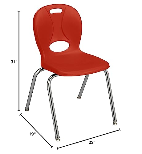 Image of Learniture LNT-118-CSW-RD Learniture Structure Series Stackable School Chairs for Classroom, 18 inch Seat Height, Red, Pack of 4