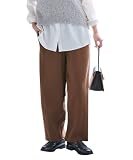 [ニッセン] パンツ レディース 大きいサイズ カノコダンボールニットカーブ(ゆったりヒップ) ブラウン L