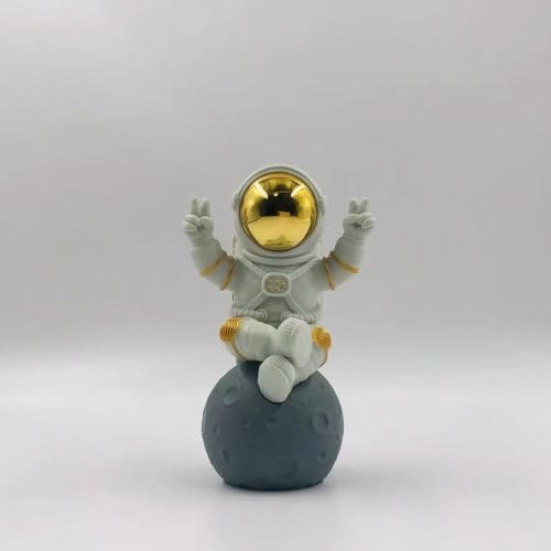 BUBUHSHM Figurine Astronaut Statue Spaceman Décor,Sculptures Home Décor,Shelf Decoration,Desk Decor,Cute Space Figure Ornament (Gold/White Big Astronaut Statue)