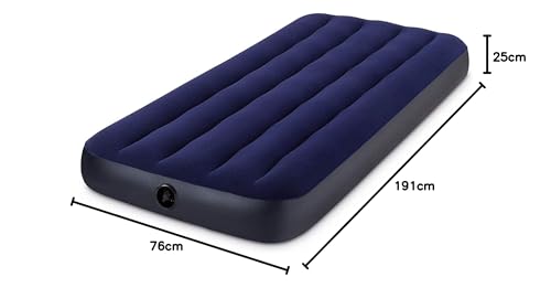 Intex Single Inflatable Air Bed Cot Size : 30W X 75Lx 10H Inch | Polyvinyl Chloride - Blue