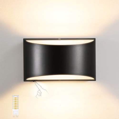 Image of Modern Wall Sconces Hardwired, with on /off Switch, Black Wall Light Fixture