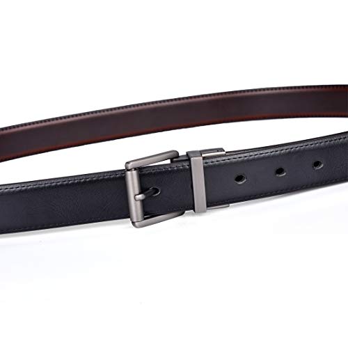 Image of Beltox Men's Belt Dress Casual Reversible Leather 1.1 inch w Roller Buckle Rotated