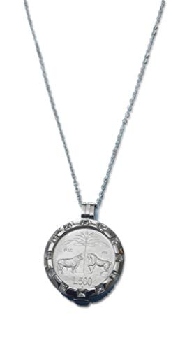 Colgante Virgilio moneda 500 liras plata de ley collar largo plata esterlina