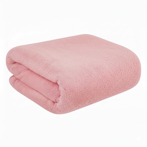 Image of Dribble Coral Fleece Weft Knitting 400 GSM Large Bath Towel 70 cm x140 cm | Ultra Soft, Quick Dry, Highly Absorbent | Lightweight & Skin-Friendly Towel for Bathroom, Gym & Travel, Pink