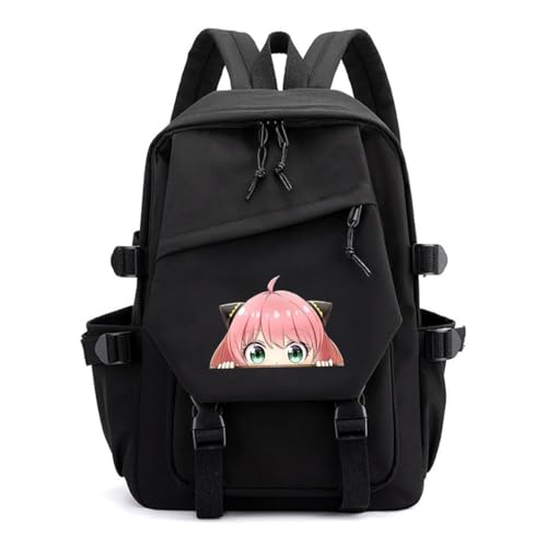 Nesthome Anime Spy x Family Mochilas escolares para niños y niñas, muy adecuadas para la escuela, viajes, mujer, mochila de ocio, adolescente, bolsa escolar, Negro L., Talla única