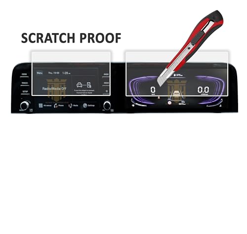 Image of ( 3 Pack 9H Screen Guard For NEW KIA SELTOS 2023 FACELIFT / 8 Inch Infotainment & Instrument Cluster with AC Panel Guard /Car Music System Accessory - Glossy [Not Tempered Glass]