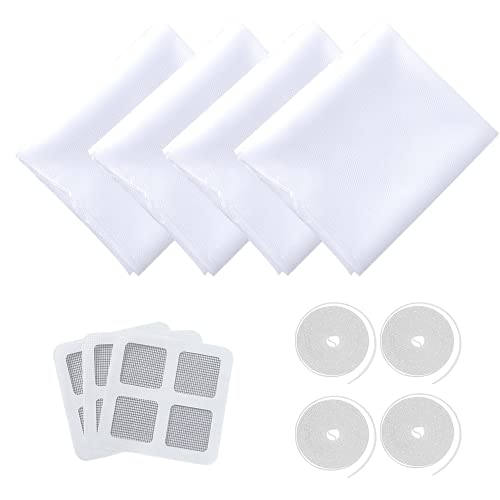 Lot de 4 moustiquaires de fenêtre, avec 4 rouleaux blancs autocollants, 150 x 200 cm Cover