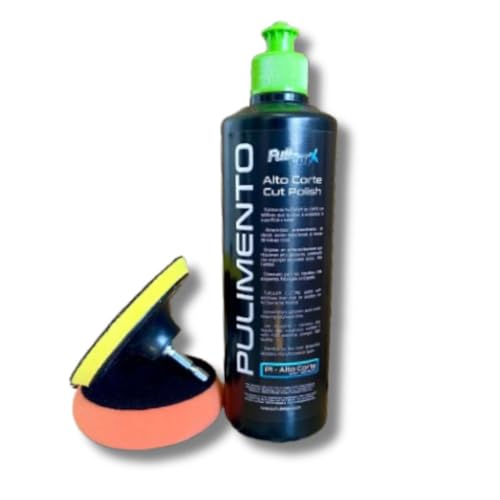 AutoFullCar - Kit De Polímero Líquido Para Pulido De Faros - Pulimento Alto Corte FullCarX (500 ml.) - Adaptador Taladro + Boina (100mm.) - Pule y Repara Tus Faros De Una Manera Fácil y Económica
