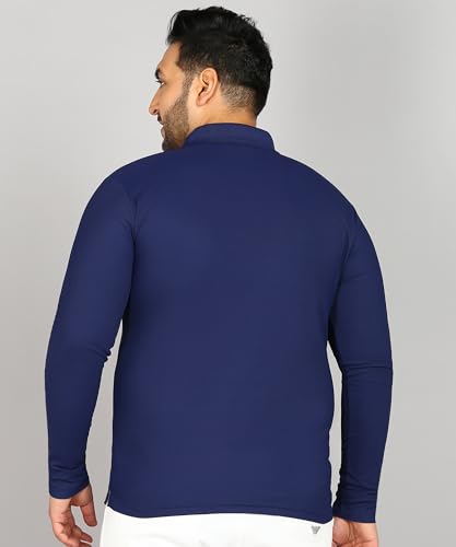 Image of INKKR Plus Size Men's Solid Polo Neck Full Sleeve T-Shirts
