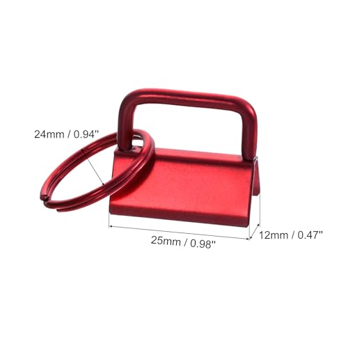 uxcell 20Pcs 25mm/ 1-inch Key Fob Hardware with Keychain Ring for Bag Webbing Wristlets Lanyards, Wine Red - Image 2