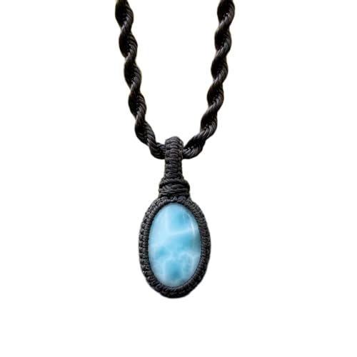 Médaillon larimar naturel porte-bonheur LKBEADS, un lien unique avec l'océan des Caraïbes