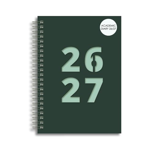 2026-2027 Academic Diary Wiro A5 Size Week to View Spiral Cover Diaries Mid Year Die Cut Cover Planner (Light Blue)