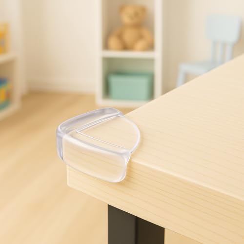 İdeal Baby Şeffaf Köşe Koruyucu, 3M Çift Taraflı Bantlı, Dayanıklı Silikon, Bebek ve Çocuk Güvenliği için Masa Sehpa Köşe Koruma (8'li, Adet, 8.0)