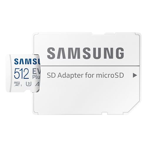 Image of Samsung EVO Plus microSD Memory Card + Adapter, 512GB microSDXC, Speeds Up to 160 MB /s, UHS-I, C10, U3, V10, A3, Upgrade Storage for Phones, Tablets, Gaming Consoles, DSLR Cameras, PCs, MB-MC512SA /AM