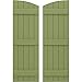 Ekena Millwork ARW401BE518X60MGH Americraft Five 3 Exterior Real Wood Joined Board-n-Batten Shutters w/Elliptical Top (Per Pair), 17 1/2"W x 60"H, Moss Green
