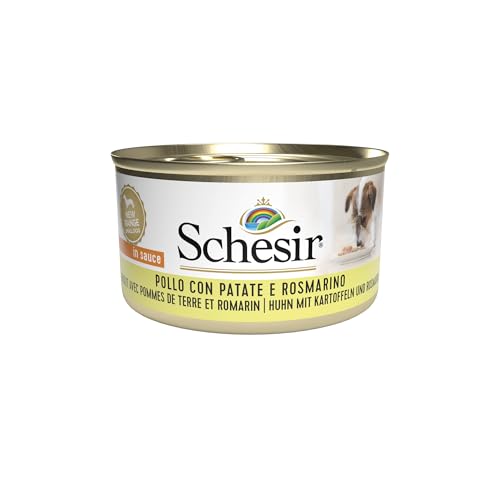 Schesir, Cibo Umido per Cani Adulti con Pollo, Patate e Rosmarino, in Morbida Gelatina (24 Lattine da 85g)