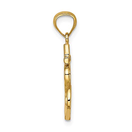 14k Yellow Gold Nautical Anchor Ship Wheel Mariners Heart Pendant Charm Necklace Love Seashore Religious Cross Fancy Fine Jewelry For Women Gifts For Her - Thumbnail 2