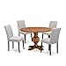 5 Piece Dining Room Table Set Includes a Round Dining Table with Pedestal and 4 Doeskin Linen Fabric Upholstered Parson Chairs, 48x48 Inch, Antique Walnut - East West Furniture I3AB5-N35