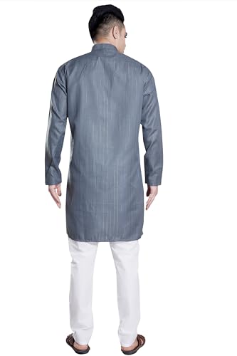 Image of DIVISIVE Men's Self Zari Line Cotton Blend Slim Fit Kurta Pyjama Set