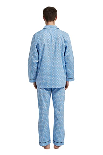Image of GLOBAL Mens Pajamas Set, 100% Cotton Woven Drawstring Sleepwear Set with Top and Pants /Bottoms