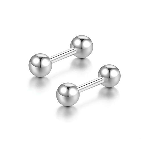 Silbertale SERSJ132S-6-3MM 6Mm Barbell Earrings 925 Sterling Silver Minimalist Silver Cartilage Stud Rook Daith Forward Helix Piercing Sleeper Earrings cover