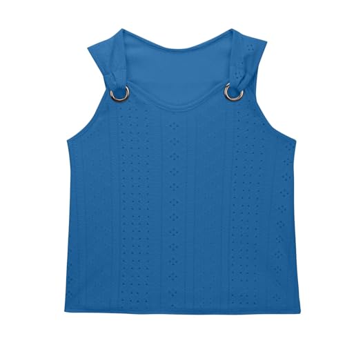 Lmdudan Girls Summer Tank Tops 2025 Eyelet Embroidery Solid Color Shirts Casual Sleeveless V Neck Stretch Soft Blouse Tees3