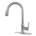MAKEIN Kitchen Faucet with Pull Down Sprayer, High Arc Single-Handle Kitchen Sink Faucets - Brushed Nickel, Stainless Steel Sink Faucet 1 or 3 Hole for RV Farmhouse Camper Laundry Bar