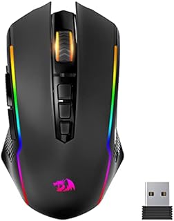 Gaming Mouse, Redragon Wireless Mouse Gaming with 8000 DPI, PC Gaming Mice with Fire Button, RGB Backlit Programmable Ergonomic Mouse Gamer, Rechargeable, 70Hrs for Windows, Mac Gamer, Black
