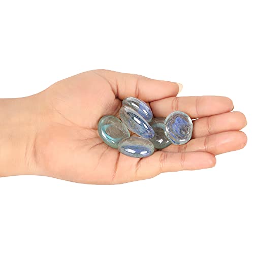 Image of Color Stone Decorative Shiny Glossy Flower Glass Pebbles for Vase Fillers Plant Pots Home Table Garden & Outdoor Decoration (Clear Sky Blue 4Kg)