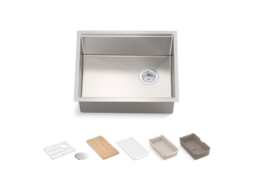 Strive 23" Undermount Single-Bowl Workstation Kitchen Sink, Includes Accessories, 16-Gauge Stainless Steel, Compact Design, K - Kohler 33659-PC-NA