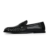 QIY Moccasins Women Black Penny Loafers Womens Leather Loafers Comfortable Dressy Women's Flats Business Walking Casual Shoes Women Work Flats Office Size 10