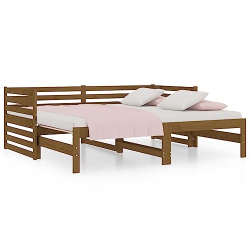 Cama nido extraíble marrón de 2x90x190 cm sin colchón para dormitorios 3
